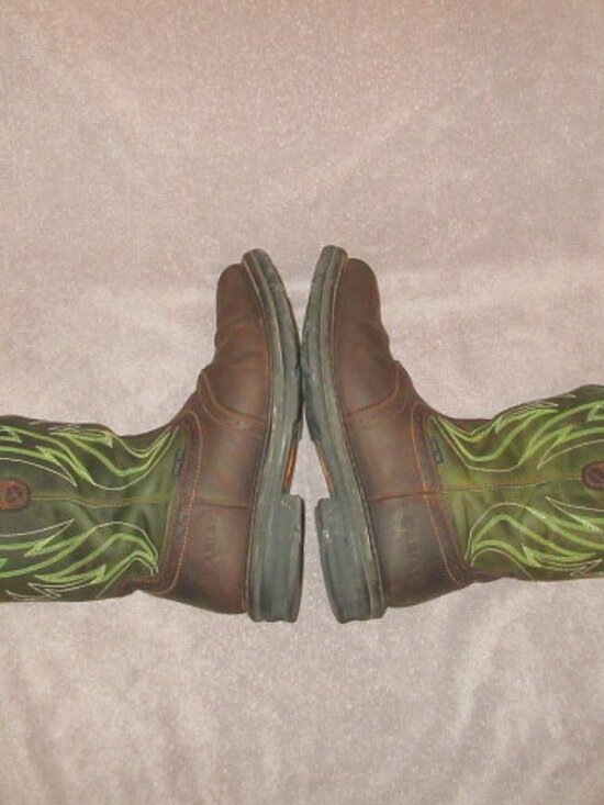 Ariat Sierra Shock Shield Steel Toe Work Boots Mens 12 D Green Leather Western main image 8